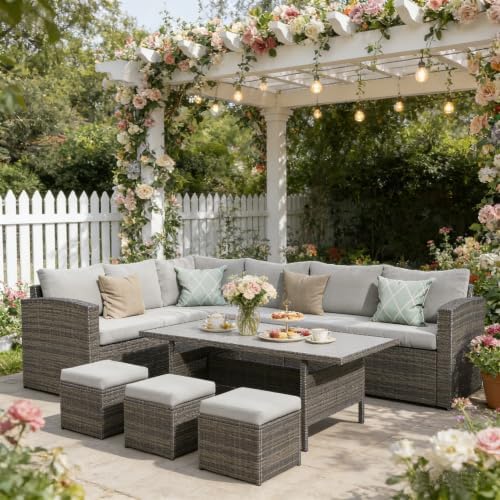 Wisteria Lane 7 Piece Patio Furniture Set, Patio Sectional for All Weather