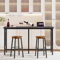 CHOEZON 55'' Bar Table, Kitchen Dining Table with Power Outlet and Footrest, Industrial Style, for Pub, Living Room, Rustic Brown and Black TBT09UBB