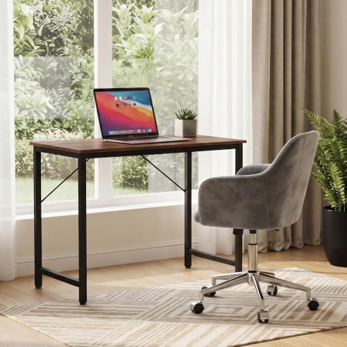 YOUDENOVA 32 Inch Small Computer Desk, Home Office Desk with Sturdy Metal Frame, Modern Writing Study Table for Bedroom, Student, Laptop, Gaming, Rustic Brown