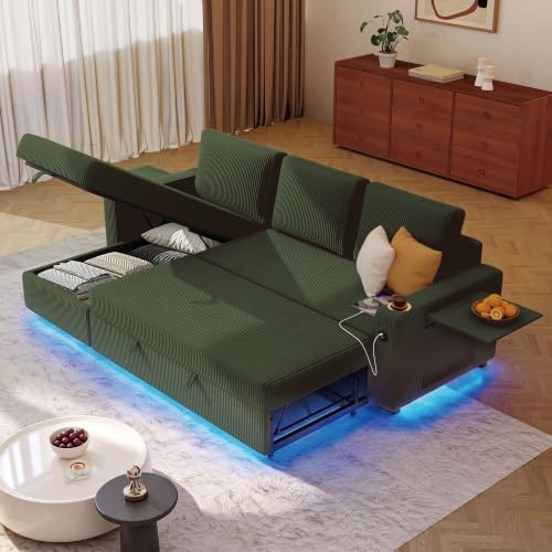Ball & Cast 80" Sectional Sleeper Sofa Bed Pull Out Couches for Living Room