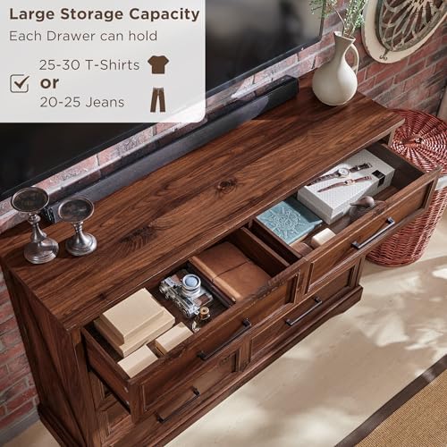ACCOHOHO Farmhouse 8 Drawers Dresser Chests for Bedroom, Brown