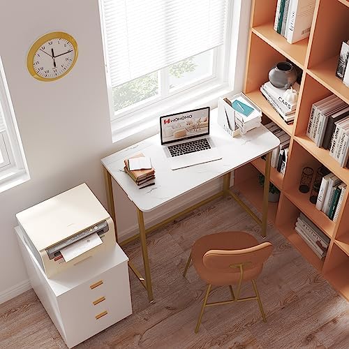 WOHOMO Folding Desk, 31.5" Foldable Computer Table for Small Spaces, Gold