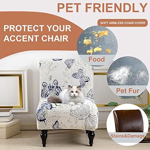 Eco-Ancheng Armless Chair Slipcover Removable Armless Accent Chairs Covers Washable Armless Slipper Chair Slipcover Printed Armless Chair Furniture Protector Covers for Living Dining Room Hotel