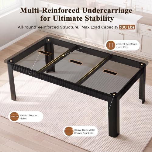 MapleGrace 63" Rectangle Dining Table for 4-6, Wooden Kitchen Table, Black