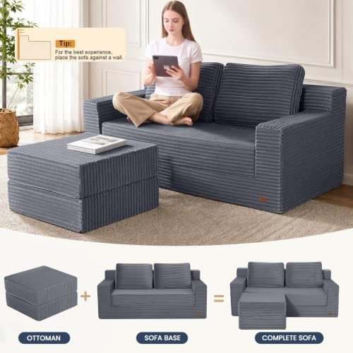 COMAX Futon Sofa Bed, Convertible Sofa Bed, Folding Boneless Couches