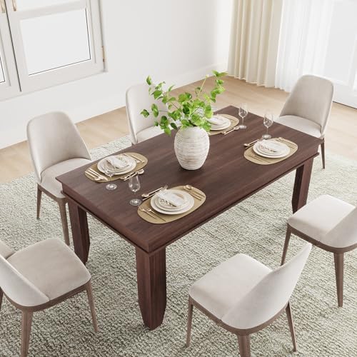 GarveeHome Farmhouse Dining Table for 6 People, 63" Long Kitchen Tables