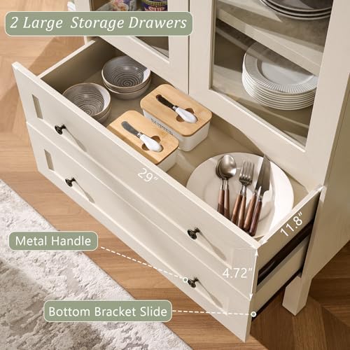 IFGET 71" Tall Arched Kitchen Pantry, Kitchens Storage Cabinets, Cream