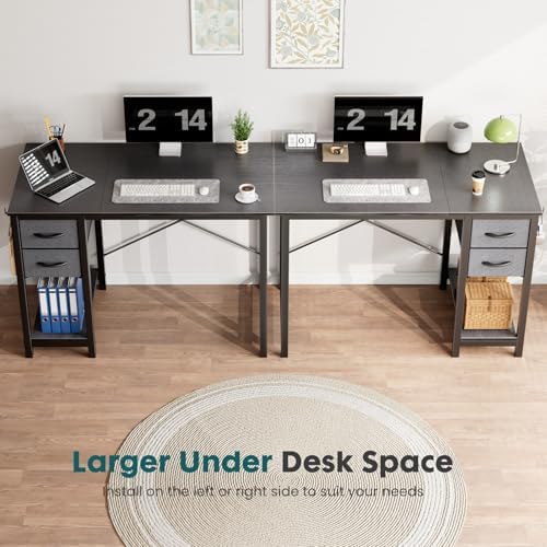 Sweetcrispy 40-Inch Computer Desk with Drawers, Office Desk, Black