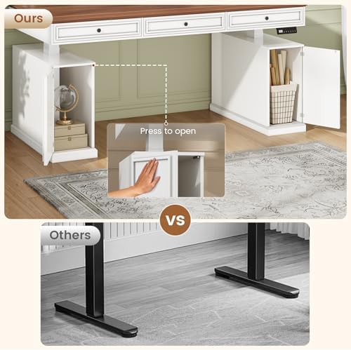 SEDETA 55.1" Farmhouse Executive Electric Standing Desk with 3 Drawers