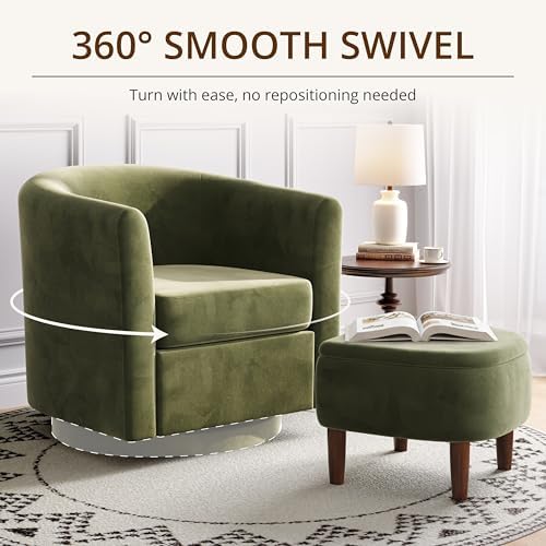 360° Swivel Accent Chair with Storage Ottoman
