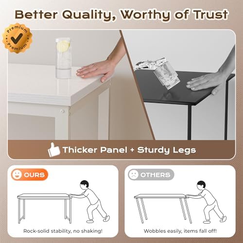 Huuger 55 x 24 inch Desk with Power Outlets & 0.95 Inch Thicker Desktop
