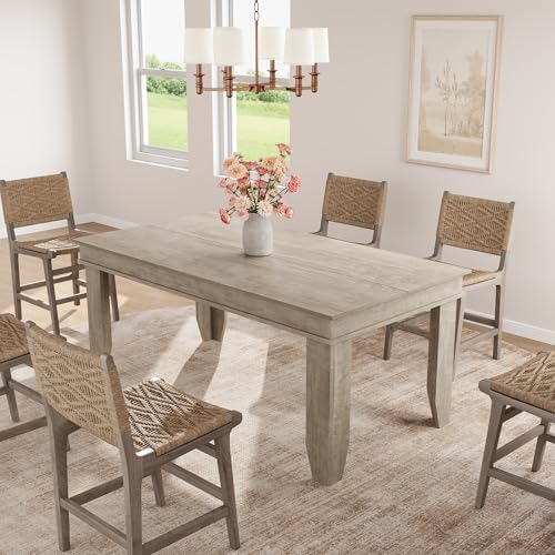GarveeHome Farmhouse Dining Table for 4-6 People, 63" Long Kitchen Tables