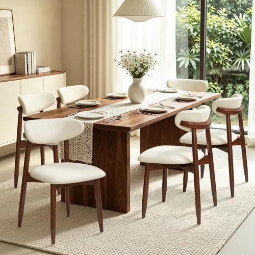 CHUN YI Dining Chairs Set of 6, Upholstered Solid Wood Dining Room Chairs
