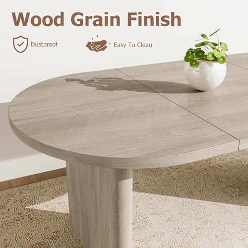 GarveeHome 70.87" Long Oval Dining Table with Wooden Base for 6-8 People