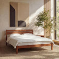 LIFEMENT Twin Bed Frame with Headboard Classic Wood Platform, Noise Free, Under Bed Storage, No Box Spring Needed, Easy Assembly, Cherry