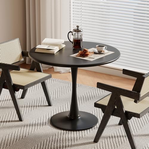 24 Inch Black Small Tulip Table, Stable Round Dining Table for 2 Person