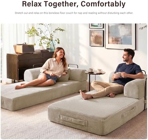 79" Convertible Sofa Bed, Boneless Sleeper Futon Couch for Living Room