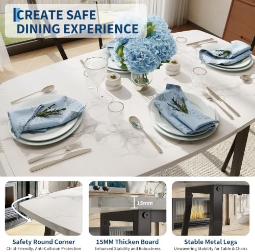 Garvee 5 Piece Dining Table Set for 4 with Trapezoid Back Chairs, White