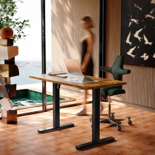 HUANUO 48x24 Inch Electric Standing Desk, Height Adjustable, Rustic Brown