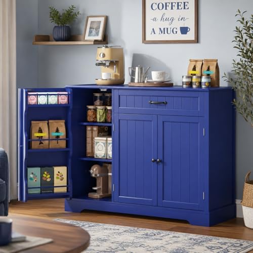 Gizoon Kitchen Sideboard Buffet Cabinet with Storage, Navy Blue