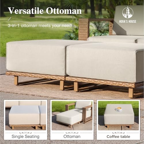 HERA'S HOUSE 6pcs Patio Sectional Furniture Set with 10" Thick Cushions