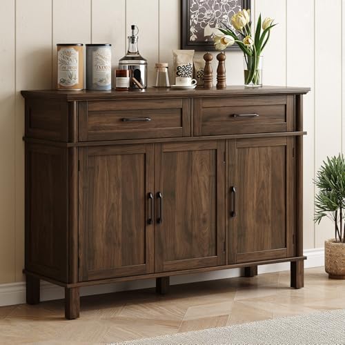 ONBRILL 48 Inch Buffet Cabinet with Storage, Walnut
