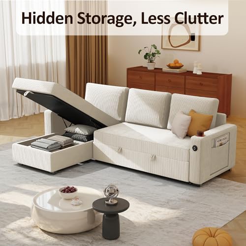 Ball & Cast 80" Sectional Sleeper Sofa Bed Pull Out Couches for Living Room