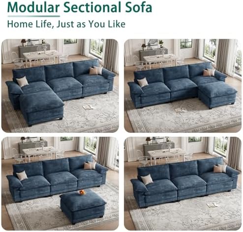 108" Modular Sectional Couch, L Shaped Cloud Sofa for Living Room
