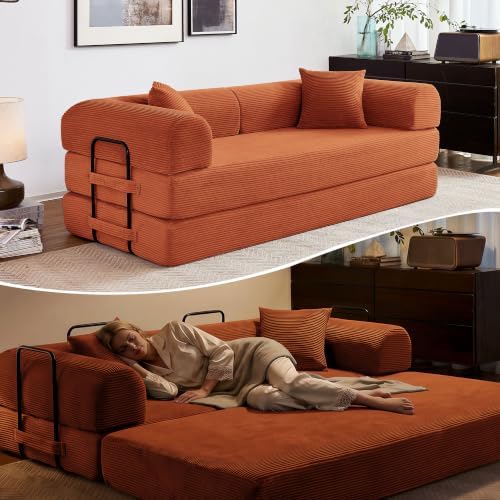 79" Convertible Sofa Bed, Boneless Sleeper Futon Couch for Living Room