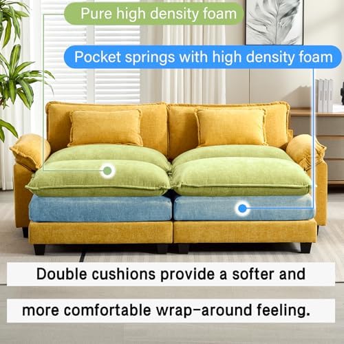 Oprisen 86" Modular Sectional Sofa, Comfy Deep Cloud Couch with Ottoman