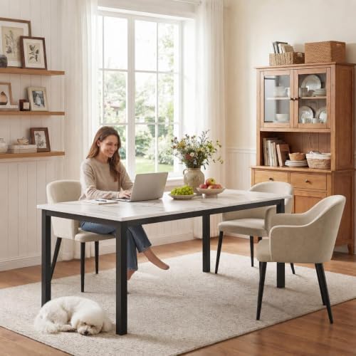 GarveeHome 78in Industrial Dining Table for 6-8 People, Long Kitchen Table