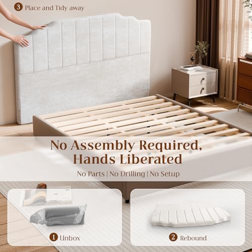 King Headboard, Beige Upholstered Headboard for Bed, No Assembly