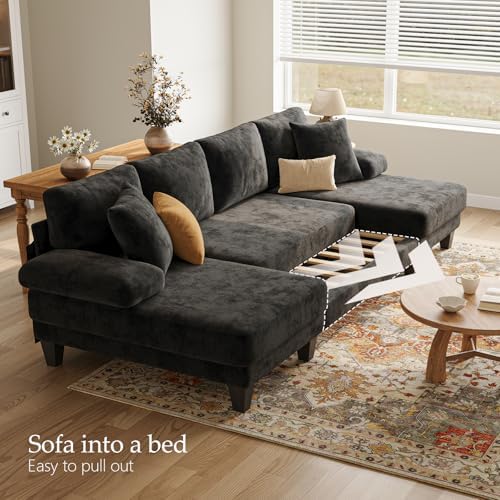 Txtin's Sleeper Sofa with Pull Out Bed 112 Inch U Shaped Sectional Couch