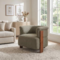 Merax 31.7" Mid-Century Boucle Fabric Barrel Accent Chair, Green
