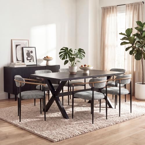 COLAMY Mid Century Modern Dining Chairs Set of 4, Upholstered Kitchen Room Chairs with 3" High-Resilience Cushion, Sturdy Metal Legs and Ergonomic Curved Backrest for Home Office, Grey