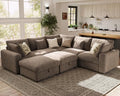 Ihanherry Oversized Cloud Sectional Couches for Living Room, Modular Sectional Sofa with Wide Deep Seat, Coner Couch with Throw Pillow and Storage Ottoman, Brown