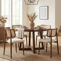 UVV Dining Chairs Set of 4, Metal Kitchen Chairs with Modern Fabric Upholstered for Dining Room, Beige Rattan