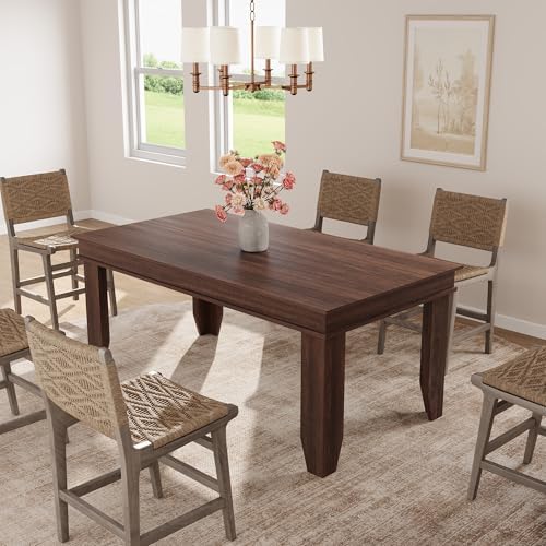 GarveeHome Farmhouse Dining Table for 6 People, 63" Long Kitchen Tables