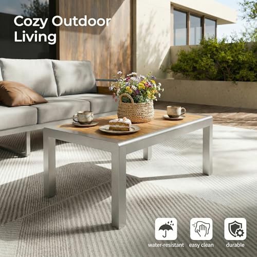 ZANDOR Aluminum Outdoor Patio Furniture Set with Table,5 Seat, Silver