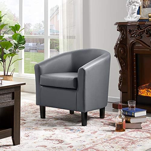 Topeakmart Faux Leather Accent Chair Set of 2, 300 lb Cap, Gray