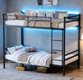 Bellemave Twin Over Twin Bunk Beds, Metal Bunk Bed Frame with Ladder and Full-Length Guardrail for Kids, Adults, Can be Split, Black