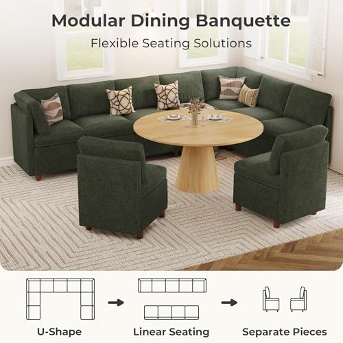 SITJOY Breakfast Nook Bench with Storage, Green, 9 Seat (2 Corner)