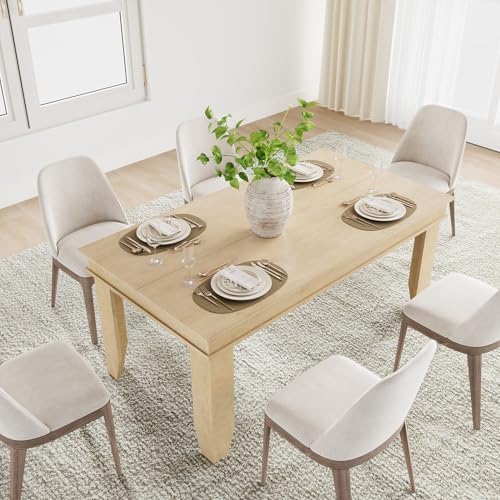 GarveeHome Farmhouse Dining Table for 6-8 People, 63" Long Kitchen Tables