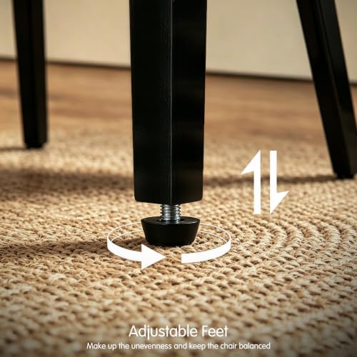HOMYZOO Dining Chairs Set of 2, Upholstered Dining Room Chairs with Padded Seat & Solid Wood Legs, Modern Farmhouse Kitchen Chairs for Living Room/Restaurant/Cafe, Chenille Dark Gray