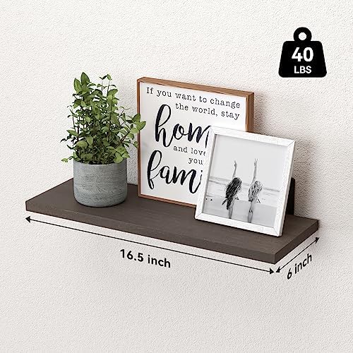 WOPITUES Floating Shelves Set of 6 for Wall Decor & Storage, Dark Brown