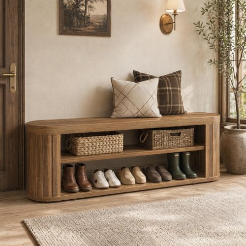 Tribesigns 47.2" 3-Tier Entryway Bench with Shoe Storage