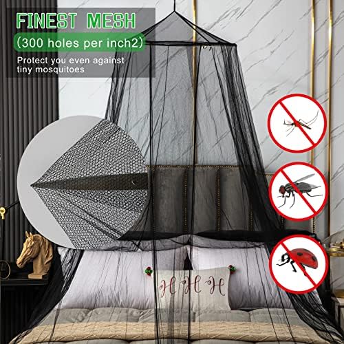 Mosquito Net Bed Canopy for Girls Black Bed Curtains Tent Twin Queen Size