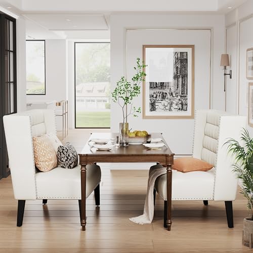 Andeworld Modern Loveseat Settee Bench Sofa Couch, Faux Leather,White