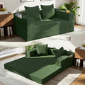 COMAX Boneless Futon Sofa Bed, 59" Small Low-Profile Floor Couch, Green