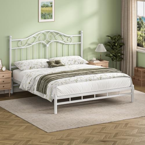 Weehom King Size Headboard Only, Vintage Metal Headboard for King Bed White